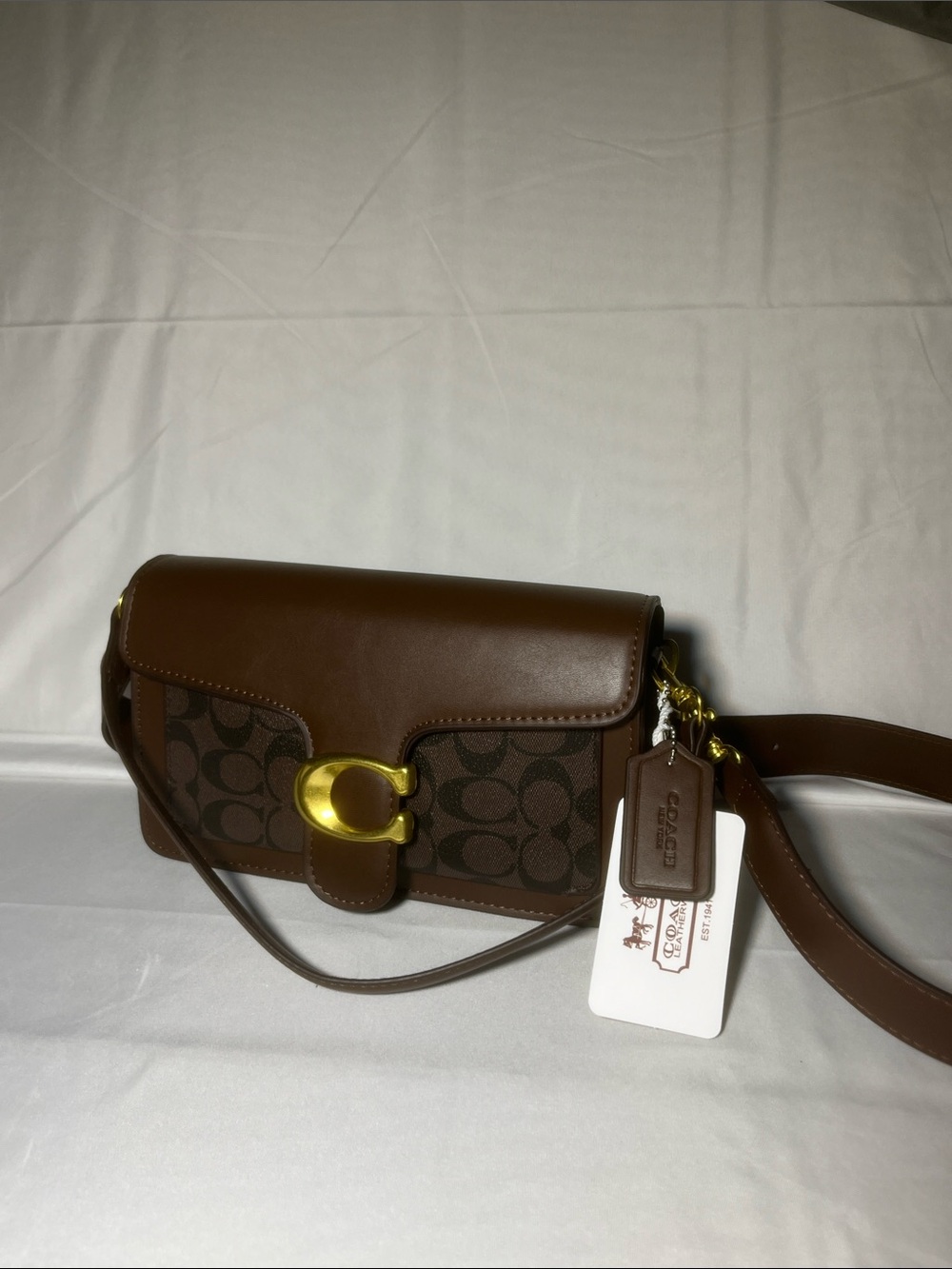 Coach Brown Signature Canvas Saddle Crossbody with Smooth Leather